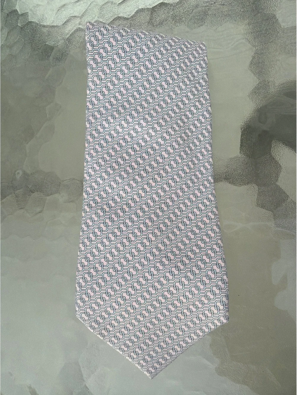Hermès Men's Silk Tie 5531 UA Geometric Print Made in France Vintage Necktie